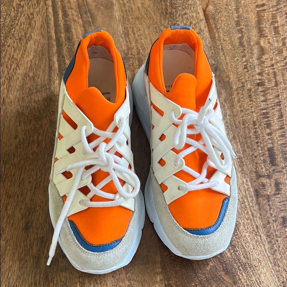 Vibrant Orange and White Women's Sneakers